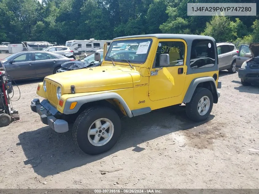 2000 Jeep Wrangler Se VIN: 1J4FA29P6YP747280 Lot: 39739516