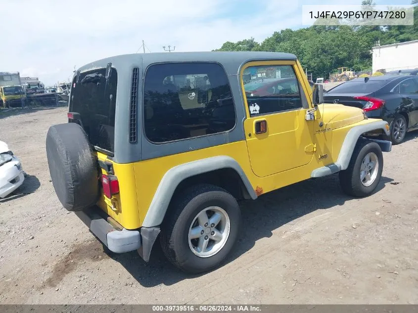 2000 Jeep Wrangler Se VIN: 1J4FA29P6YP747280 Lot: 39739516