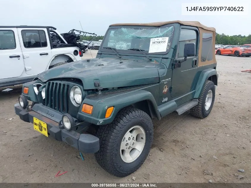 2000 Jeep Wrangler Sahara VIN: 1J4FA59S9YP740622 Lot: 39758555