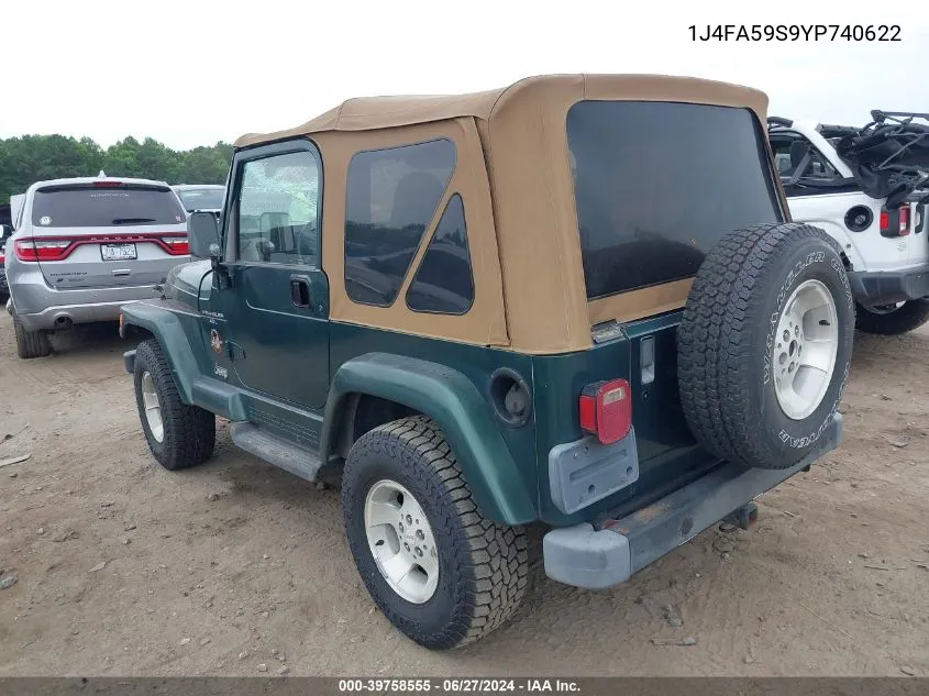 1J4FA59S9YP740622 2000 Jeep Wrangler Sahara