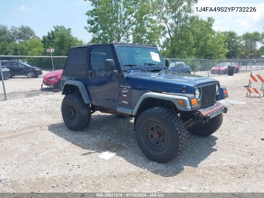 2000 Jeep Wrangler Sport VIN: 1J4FA49S2YP732226 Lot: 39821519