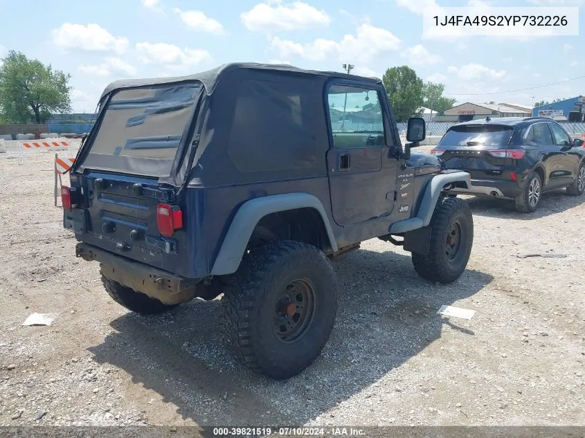 2000 Jeep Wrangler Sport VIN: 1J4FA49S2YP732226 Lot: 39821519