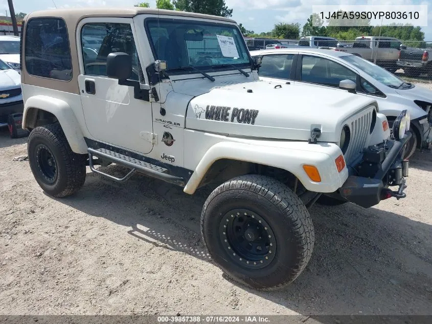 2000 Jeep Wrangler Sahara VIN: 1J4FA59S0YP803610 Lot: 39857388