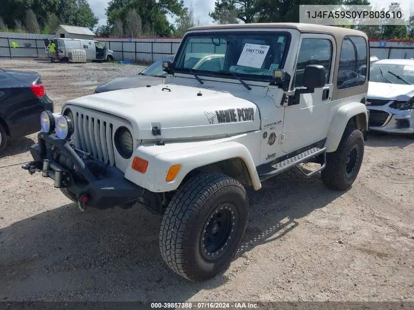 2000 Jeep Wrangler Sahara VIN: 1J4FA59S0YP803610 Lot: 39857388