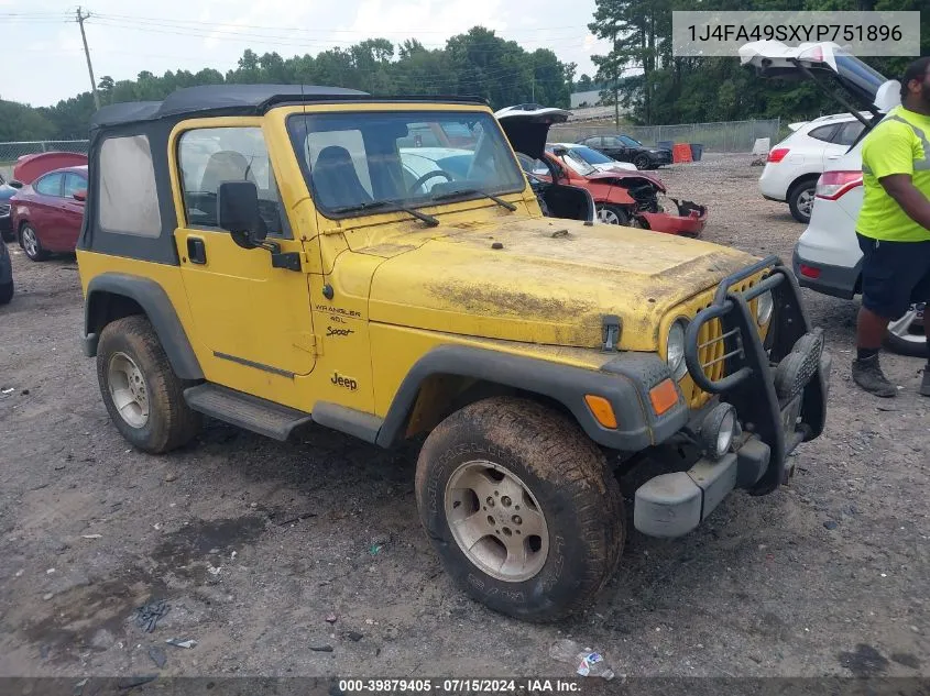 2000 Jeep Wrangler Sport VIN: 1J4FA49SXYP751896 Lot: 39879405