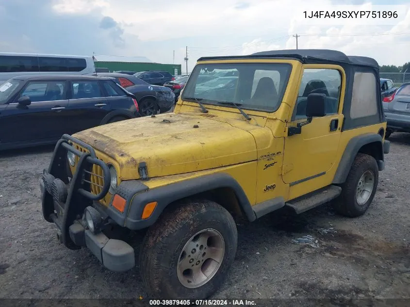 2000 Jeep Wrangler Sport VIN: 1J4FA49SXYP751896 Lot: 39879405