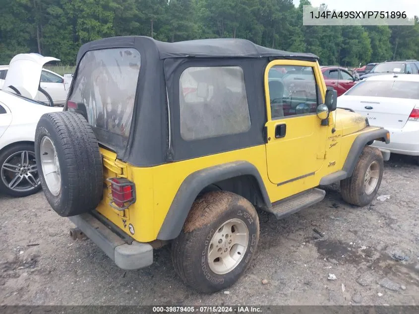 2000 Jeep Wrangler Sport VIN: 1J4FA49SXYP751896 Lot: 39879405