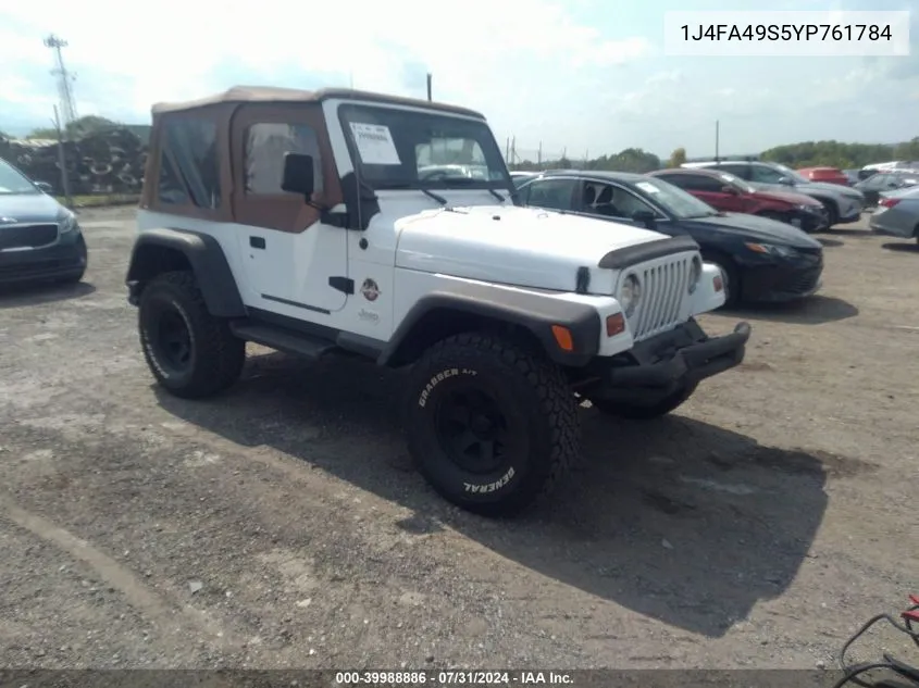 2000 Jeep Wrangler Sport VIN: 1J4FA49S5YP761784 Lot: 39988886