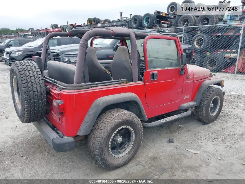 1J4FA29P6YP777248 2000 Jeep Wrangler Se