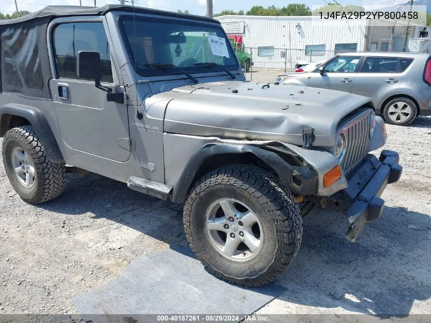 1J4FA29P2YP800458 2000 Jeep Wrangler Se