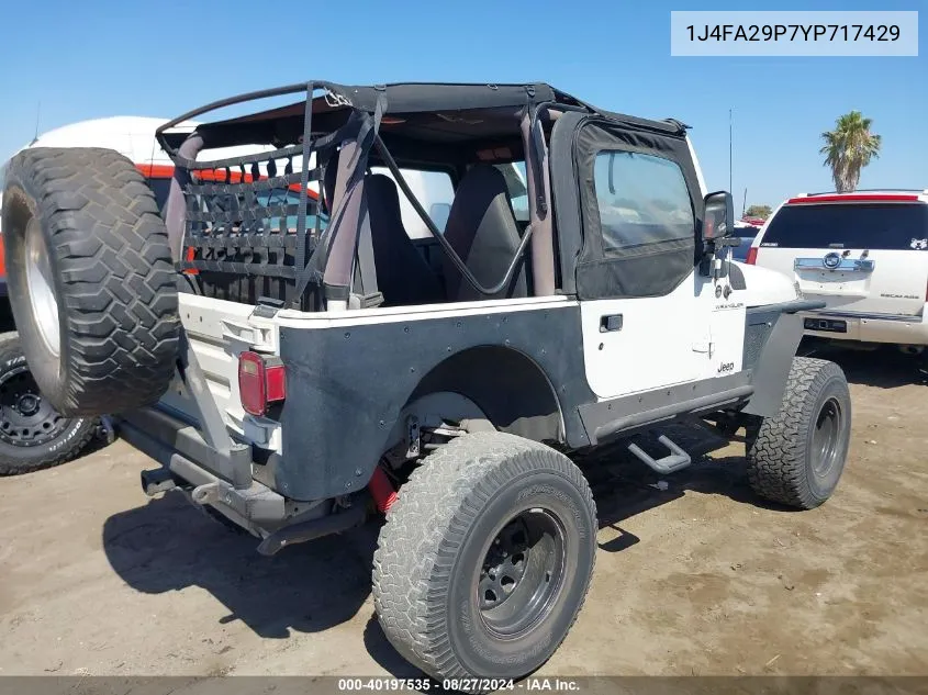 2000 Jeep Wrangler Se VIN: 1J4FA29P7YP717429 Lot: 40197535