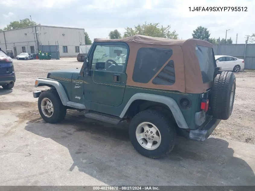 2000 Jeep Wrangler Sport VIN: 1J4FA49SXYP795512 Lot: 40216870