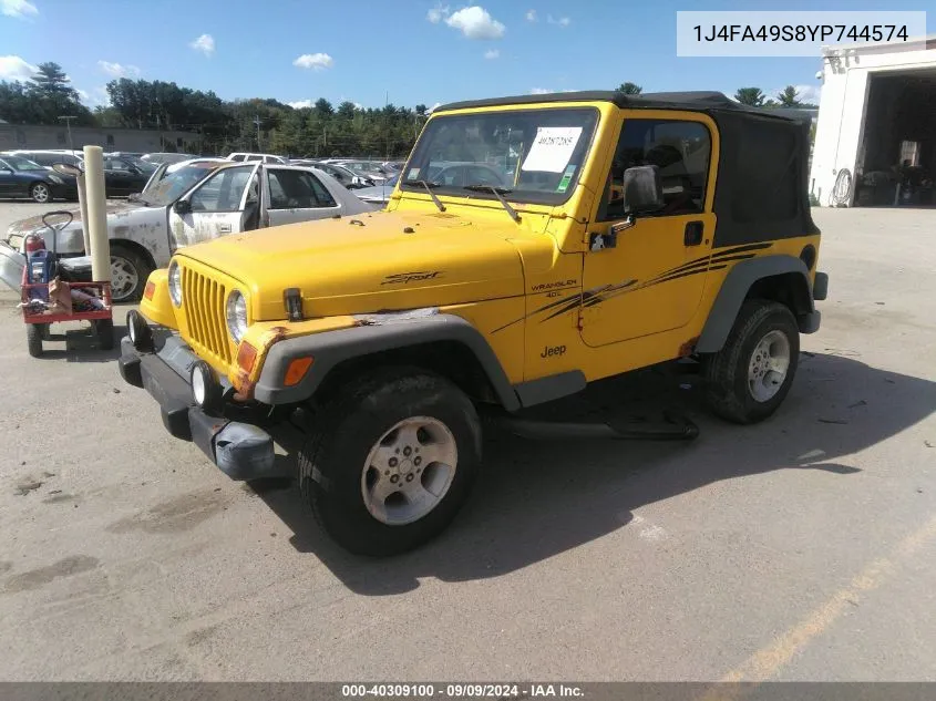 2000 Jeep Wrangler Sport VIN: 1J4FA49S8YP744574 Lot: 40309100