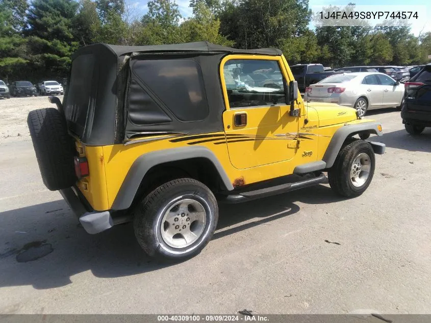 1J4FA49S8YP744574 2000 Jeep Wrangler Sport