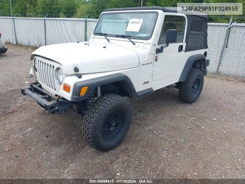 2001 Jeep Wrangler Se VIN: 1J4FA29P51P324955 Lot: 39899515