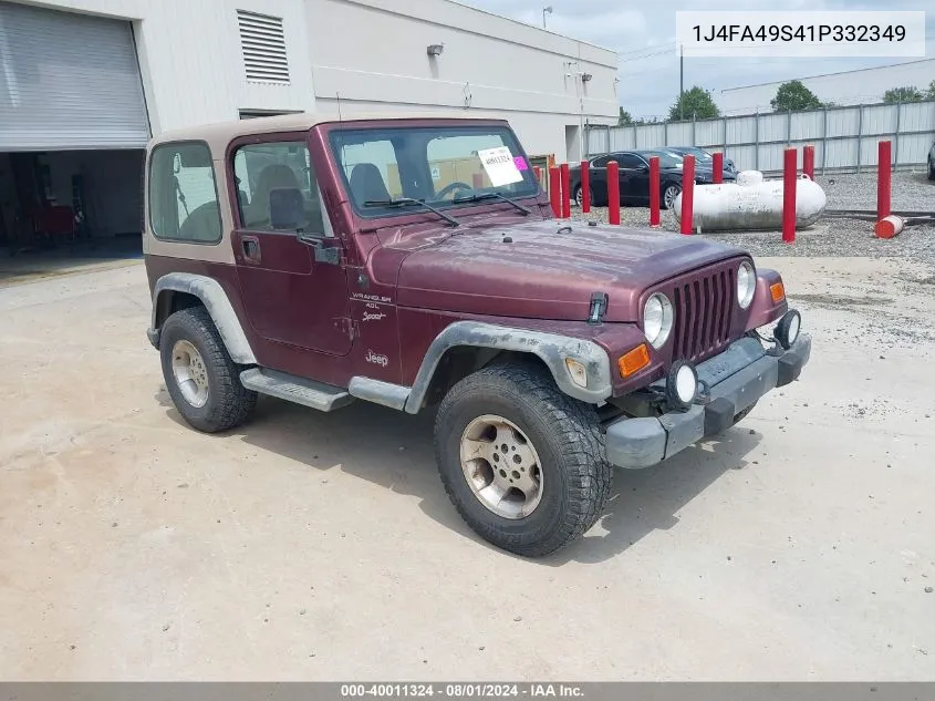 2001 Jeep Wrangler / Tj Sport VIN: 1J4FA49S41P332349 Lot: 40011324