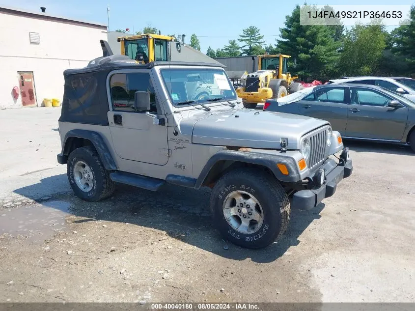 2001 Jeep Wrangler Sport VIN: 1J4FA49S21P364653 Lot: 40040180