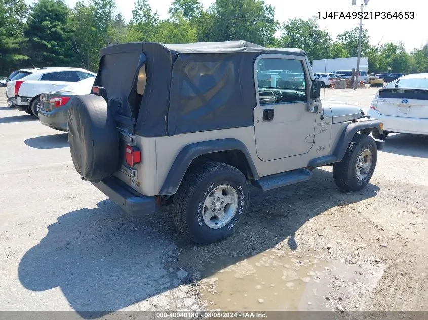 2001 Jeep Wrangler Sport VIN: 1J4FA49S21P364653 Lot: 40040180