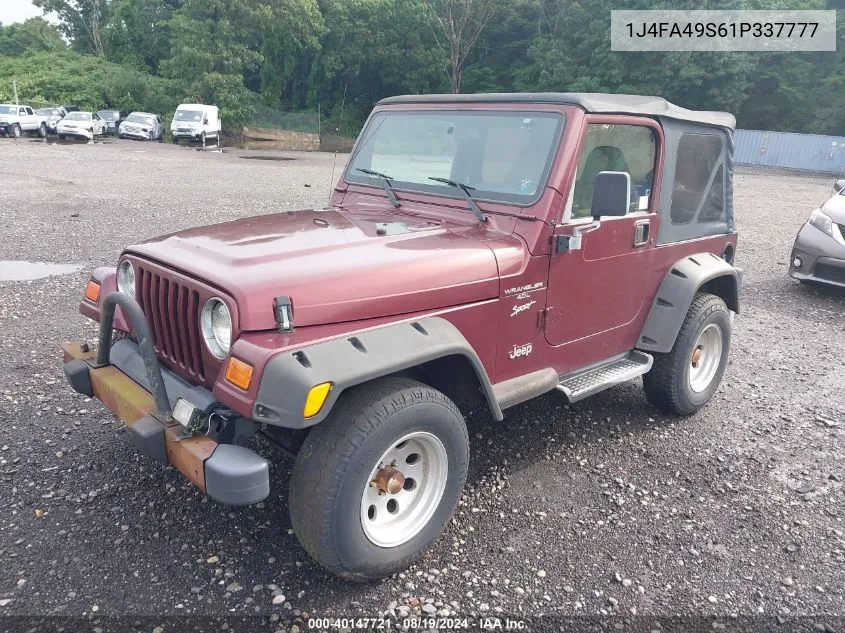 1J4FA49S61P337777 2001 Jeep Wrangler Sport