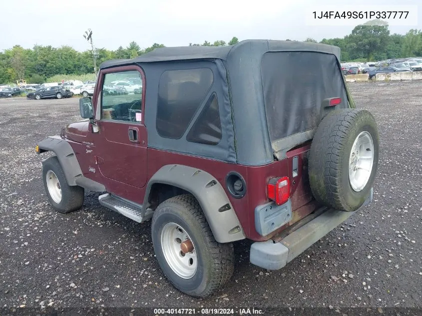 2001 Jeep Wrangler Sport VIN: 1J4FA49S61P337777 Lot: 40147721