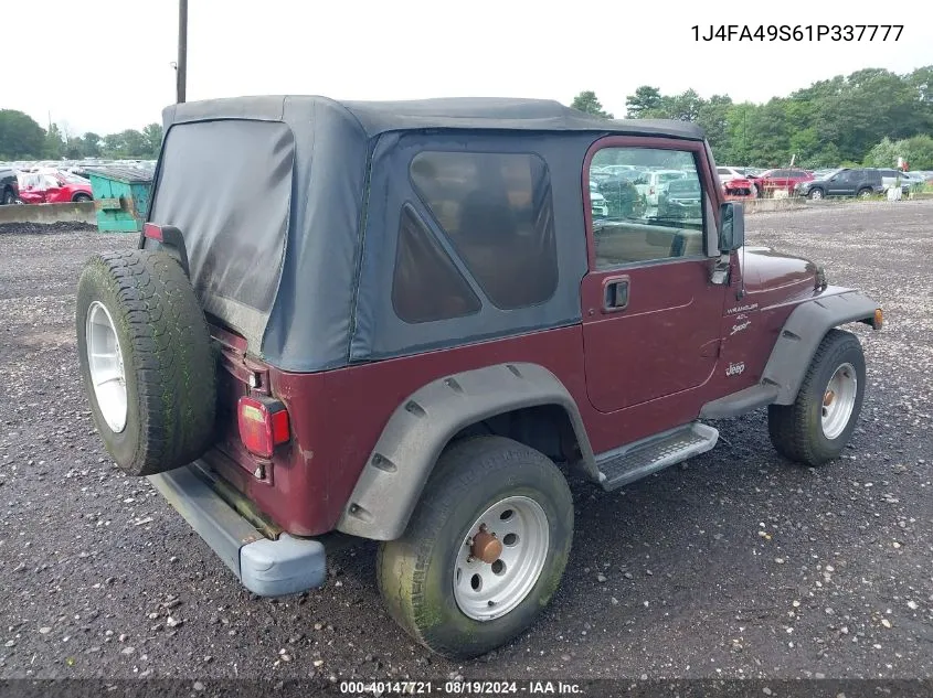 2001 Jeep Wrangler Sport VIN: 1J4FA49S61P337777 Lot: 40147721