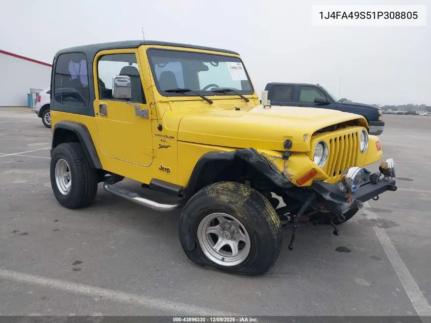 1J4FA49S51P308805 2001 Jeep Wrangler Sport