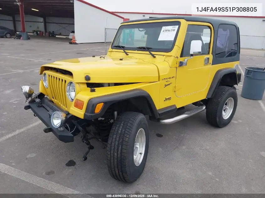 1J4FA49S51P308805 2001 Jeep Wrangler Sport