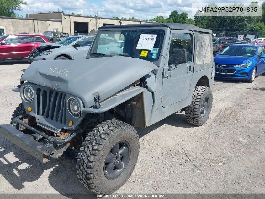 2002 Jeep Wrangler Se VIN: 1J4FA29P52P701835 Lot: 39733798