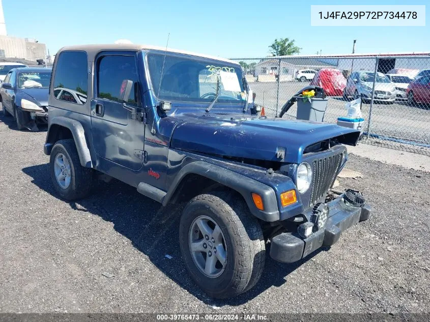 2002 Jeep Wrangler / Tj Se VIN: 1J4FA29P72P734478 Lot: 39765473