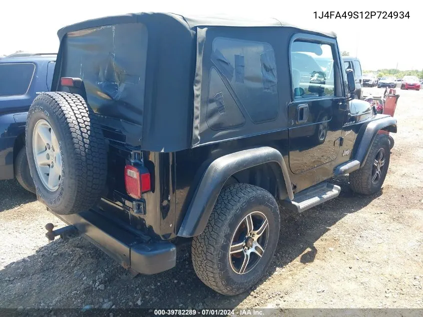 2002 Jeep Wrangler Sport VIN: 1J4FA49S12P724934 Lot: 39782289