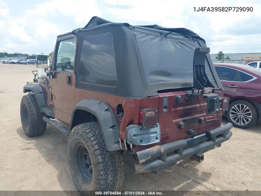 2002 Jeep Wrangler X VIN: 1J4FA39S82P729090 Lot: 39784584