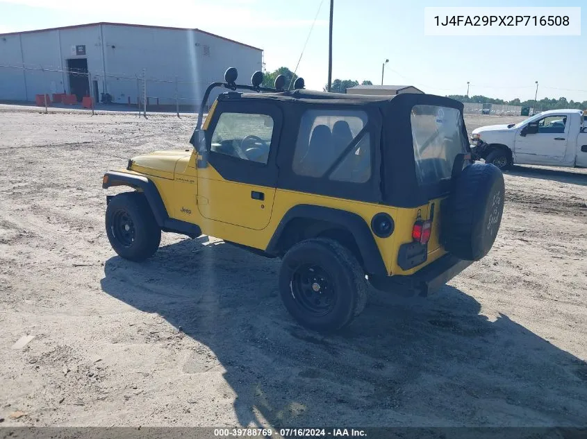 2002 Jeep Wrangler Se VIN: 1J4FA29PX2P716508 Lot: 39788769