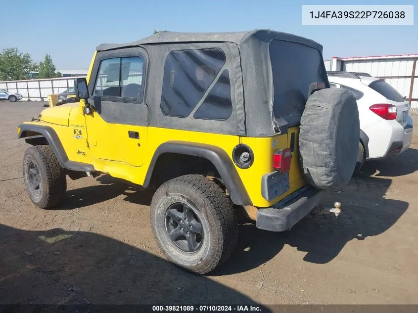 1J4FA39S22P726038 2002 Jeep Wrangler X