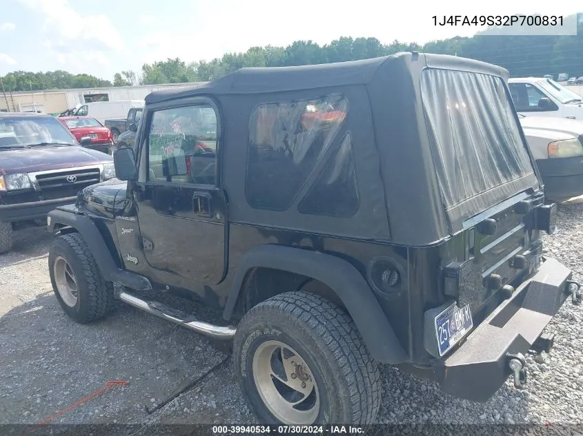 1J4FA49S32P700831 2002 Jeep Wrangler Sport