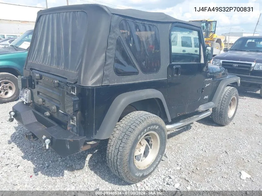 1J4FA49S32P700831 2002 Jeep Wrangler Sport