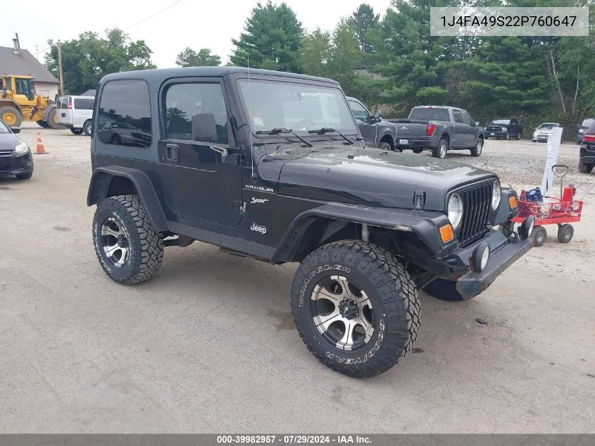 1J4FA49S22P760647 2002 Jeep Wrangler Sport