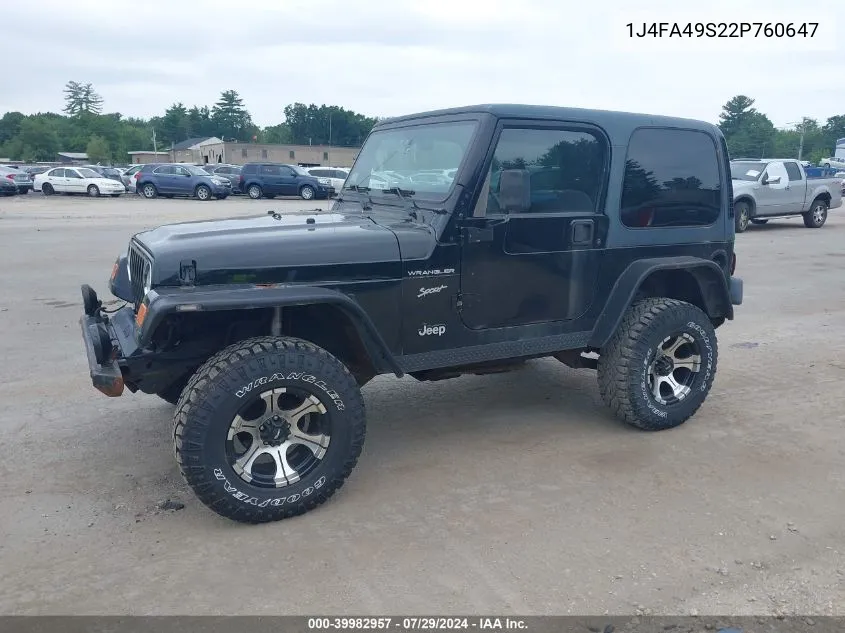 2002 Jeep Wrangler Sport VIN: 1J4FA49S22P760647 Lot: 39982957