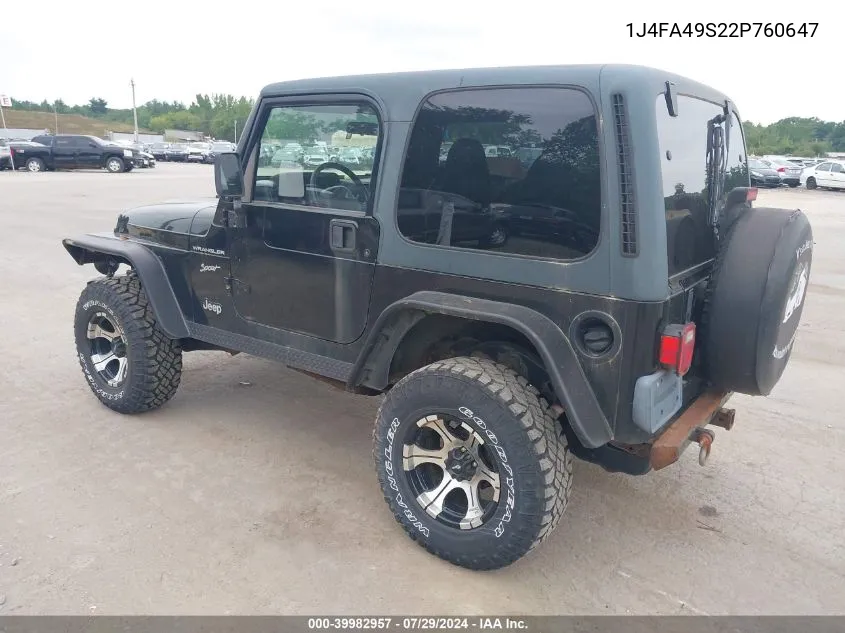 1J4FA49S22P760647 2002 Jeep Wrangler Sport