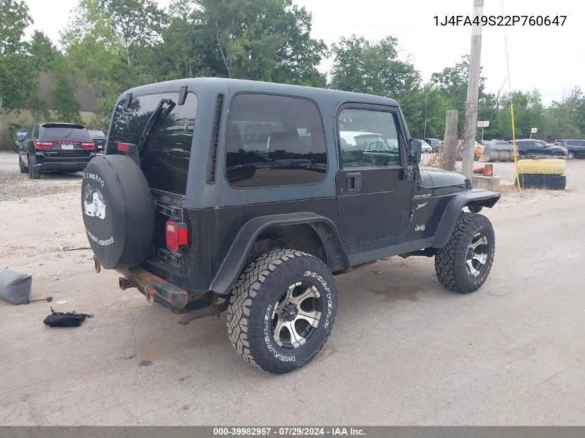 2002 Jeep Wrangler Sport VIN: 1J4FA49S22P760647 Lot: 39982957