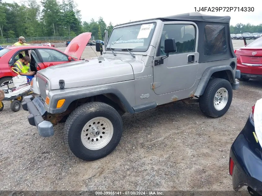 2002 Jeep Wrangler Se VIN: 1J4FA29P72P714330 Lot: 39985141