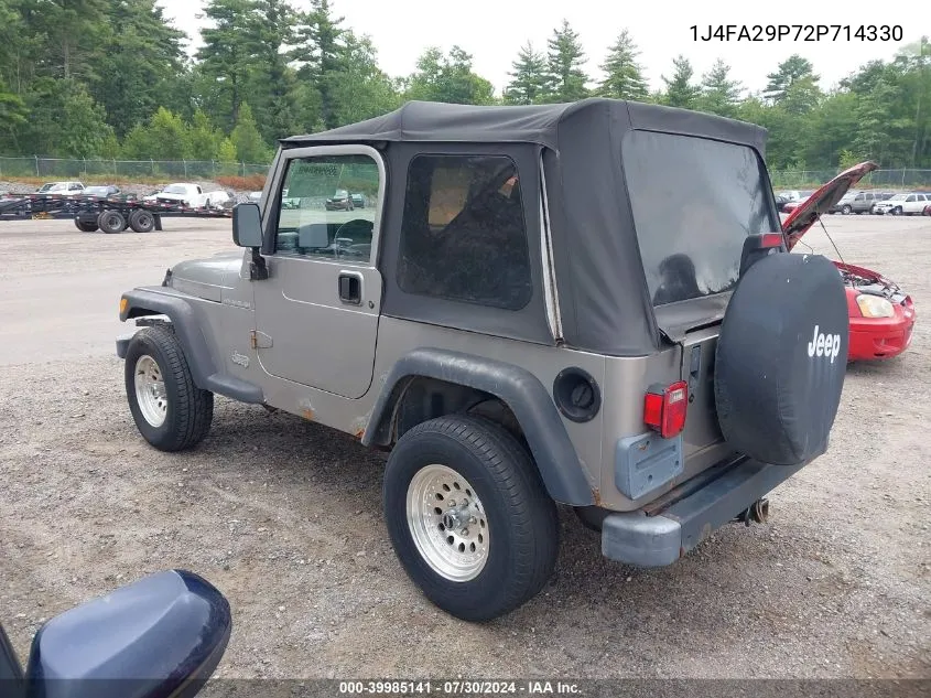 2002 Jeep Wrangler Se VIN: 1J4FA29P72P714330 Lot: 39985141