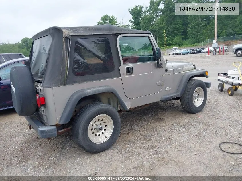 2002 Jeep Wrangler Se VIN: 1J4FA29P72P714330 Lot: 39985141