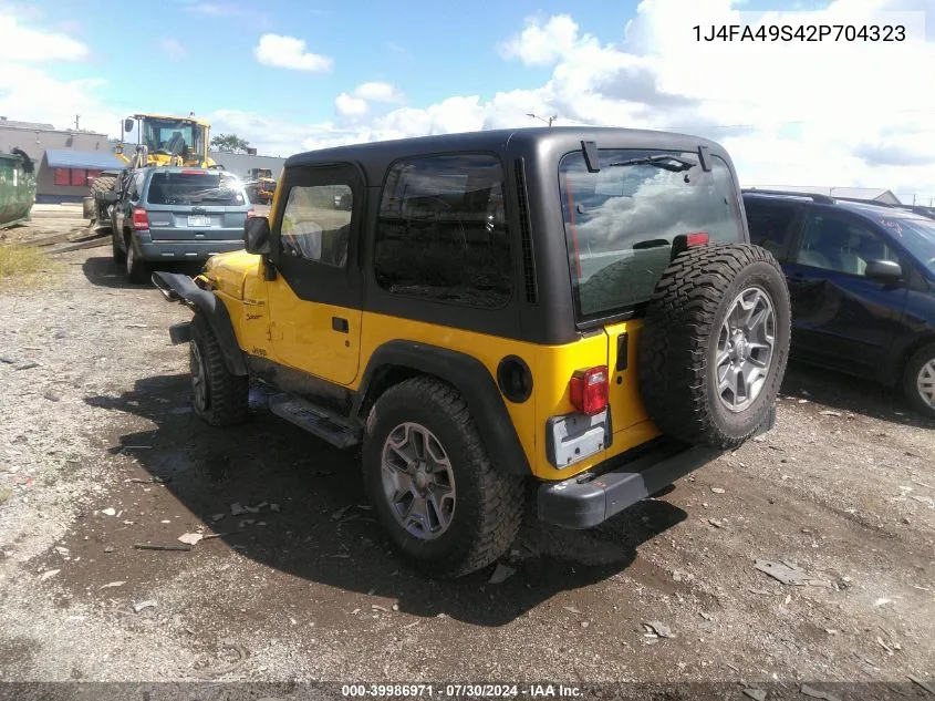 2002 Jeep Wrangler Sport VIN: 1J4FA49S42P704323 Lot: 39986971