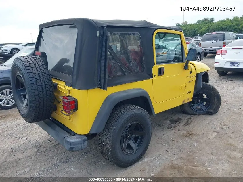 1J4FA49S92P703457 2002 Jeep Wrangler Sport