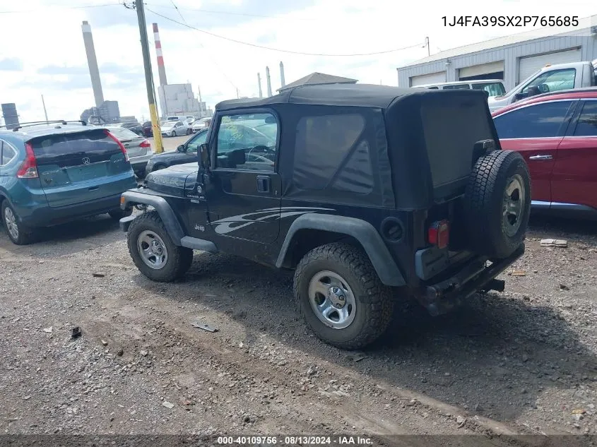 2002 Jeep Wrangler X VIN: 1J4FA39SX2P765685 Lot: 40109756