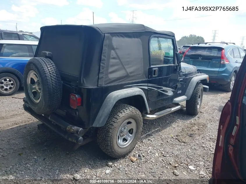 2002 Jeep Wrangler X VIN: 1J4FA39SX2P765685 Lot: 40109756