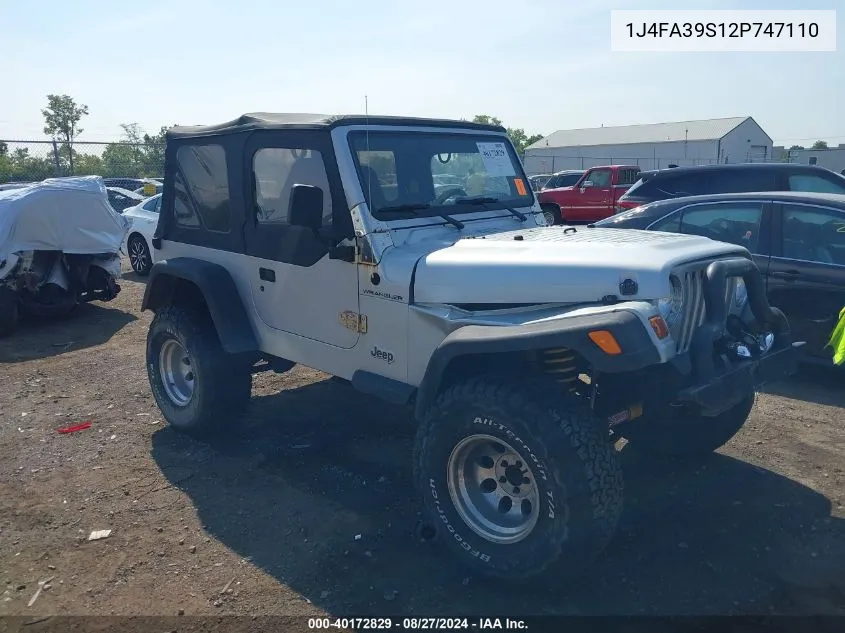 2002 Jeep Wrangler X VIN: 1J4FA39S12P747110 Lot: 40172829