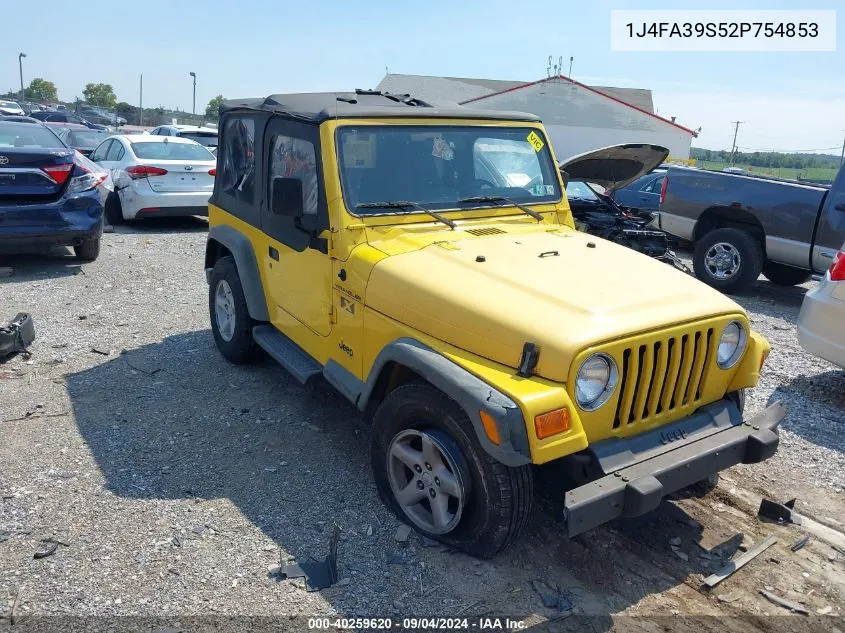 2002 Jeep Wrangler X VIN: 1J4FA39S52P754853 Lot: 40259620