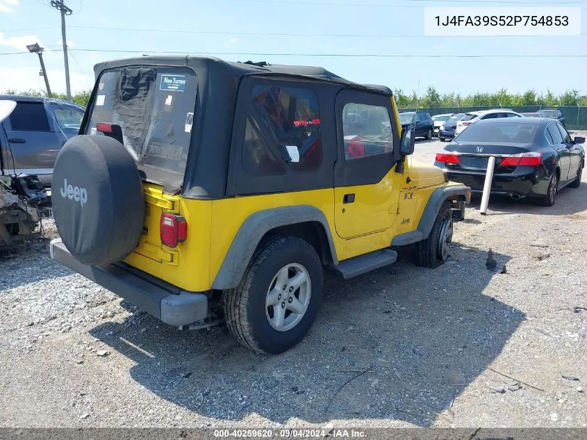 2002 Jeep Wrangler X VIN: 1J4FA39S52P754853 Lot: 40259620