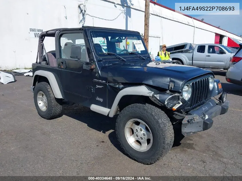 2002 Jeep Wrangler Sport VIN: 1J4FA49S22P708693 Lot: 40334645